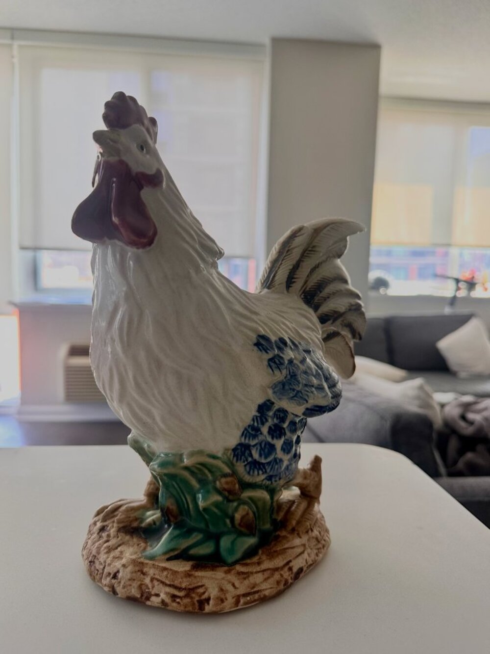 Large Vintage Ceramic Rooster Majolica
